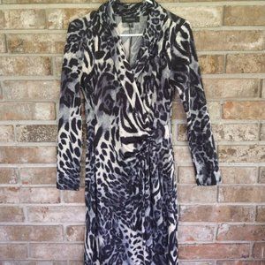 Karen Kane Leopard Animal print Long Sleeve Bodycon Sheath Dress M